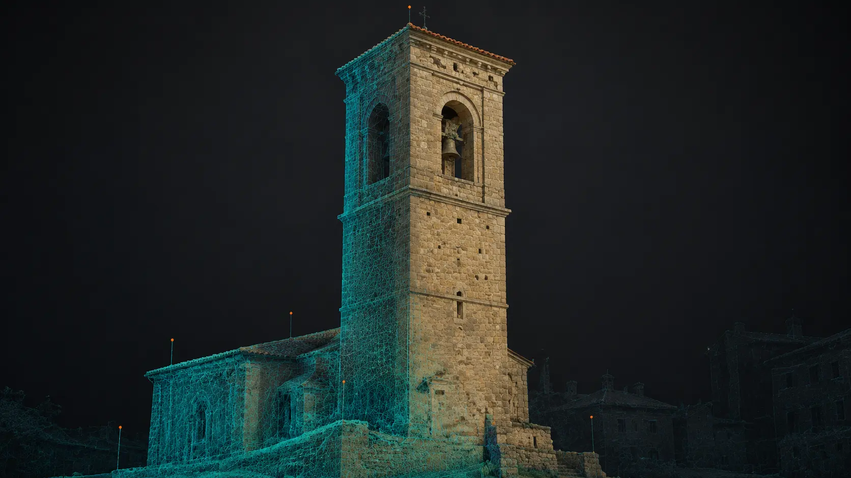 Campanile storico dell’area aretina documentato mediante fotogrammetria, mesh e nuvola di punti